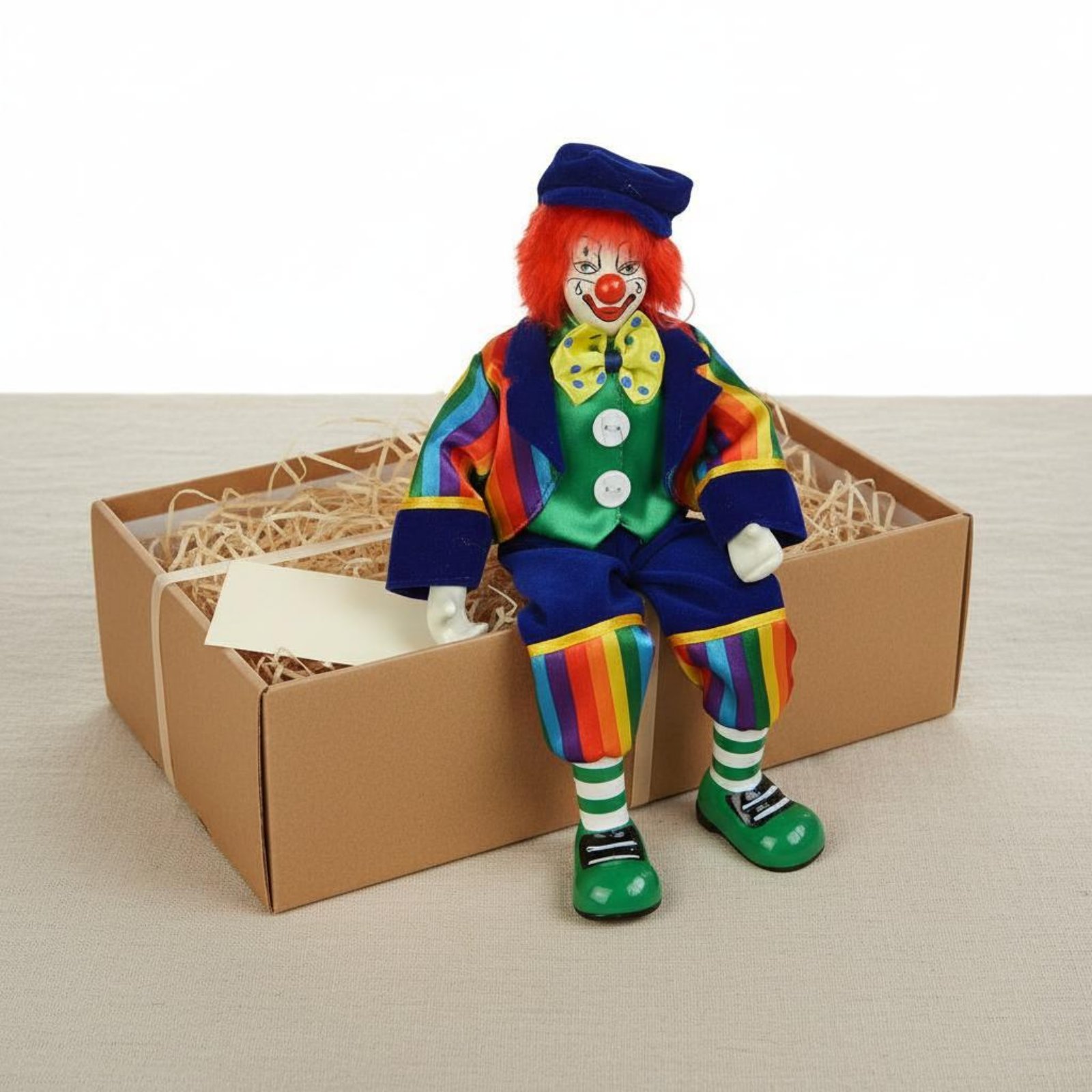 Vintage Collectible Clowns - Dangling Leg Clown Doll Handmade Porcelain