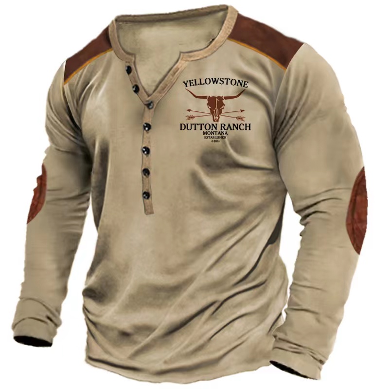 Autumn Skull Henley Shirt 3D P – Vintage Collectible Buttons Bewertung und Preis